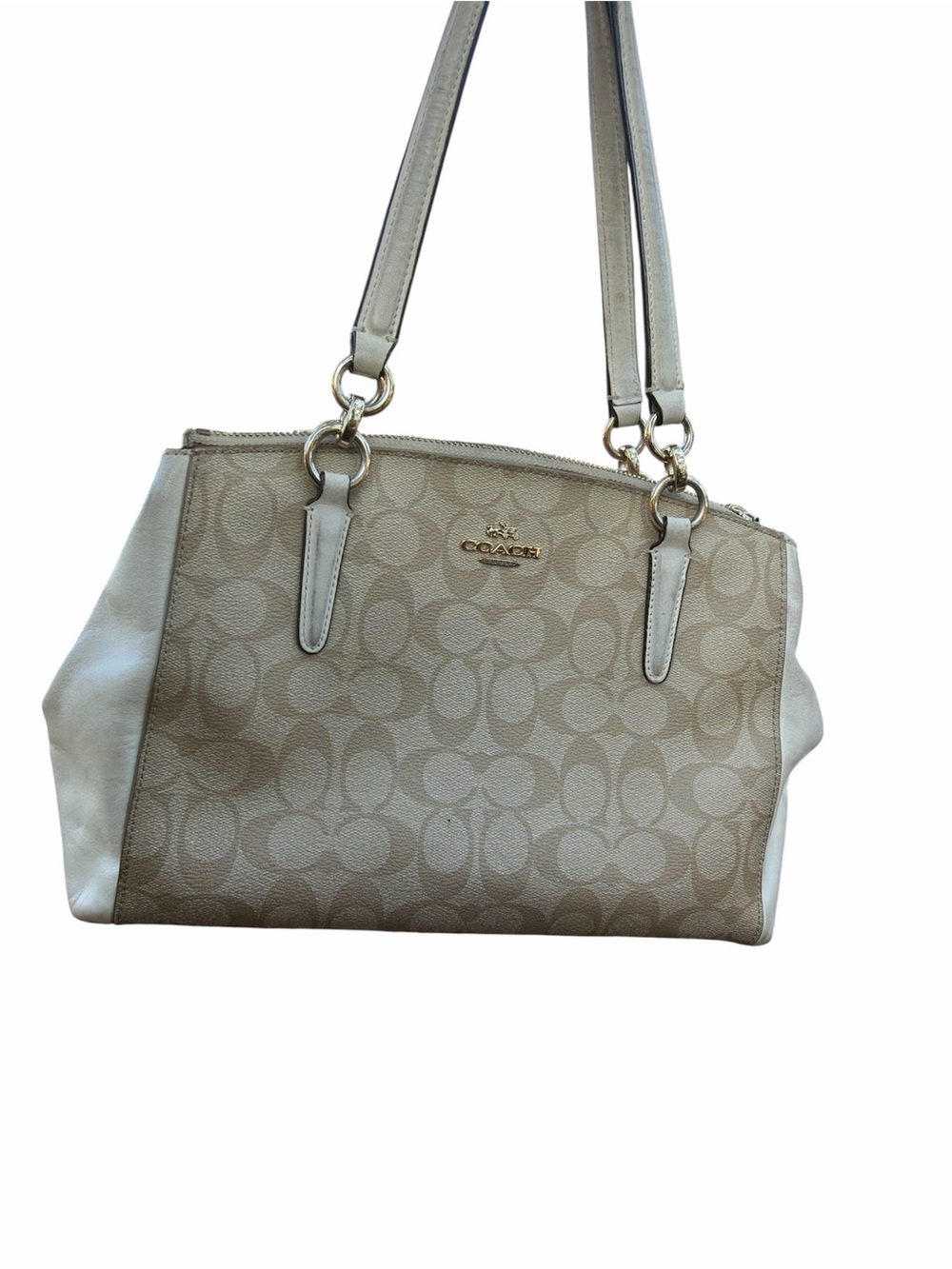 Coach Shoulder Tote in Beige and Cream
